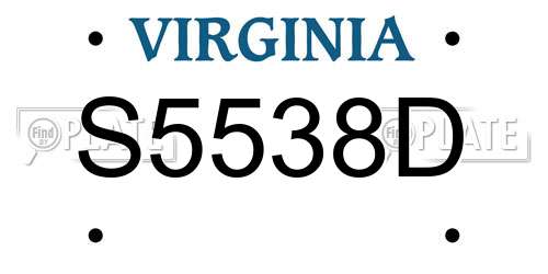 S5538D Virginia License Plate