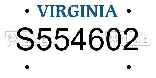 S554602 Virginia License Plate