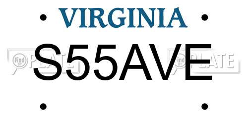 S55AVE Virginia License Plate