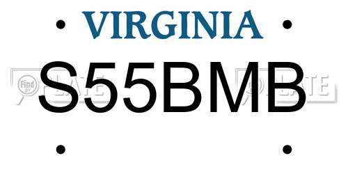 S55BMB Virginia License Plate