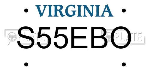 S55EBO Virginia License Plate