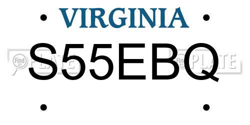S55EBQ Virginia License Plate