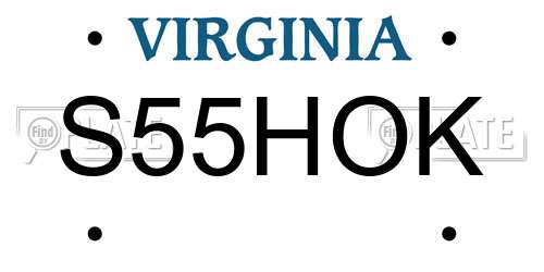 S55HOK Virginia License Plate