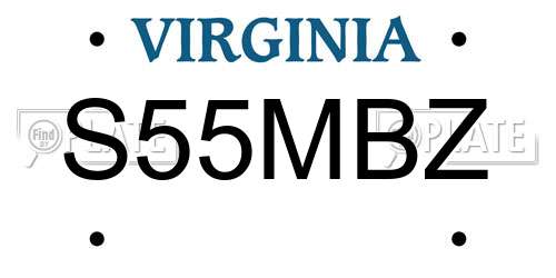 S55MBZ Virginia License Plate