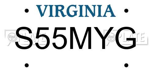 S55MYG Virginia License Plate