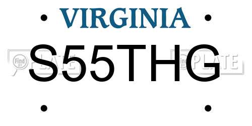 S55THG Virginia License Plate