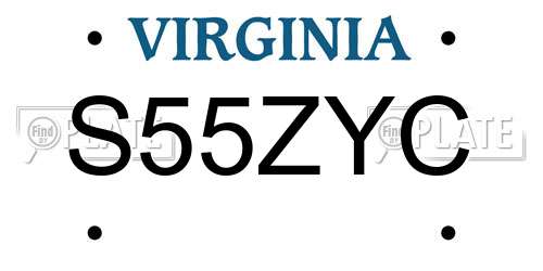 S55ZYC Virginia License Plate