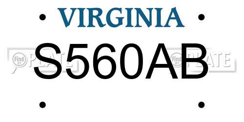 S560AB Virginia License Plate