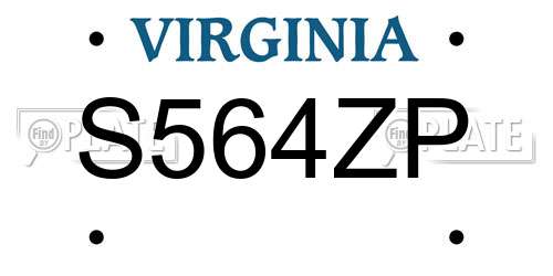 S564ZP Virginia License Plate