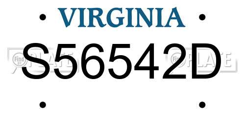 S56542D Virginia License Plate
