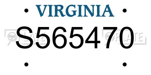 S565470 Virginia License Plate