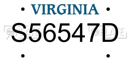 S56547D Virginia License Plate