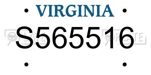 S565516 Virginia License Plate