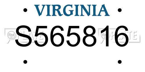 S565816 Virginia License Plate