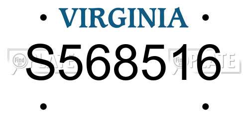 S568516 Virginia License Plate