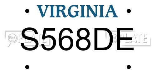 S568DE Virginia License Plate