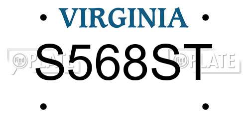 S568ST Virginia License Plate