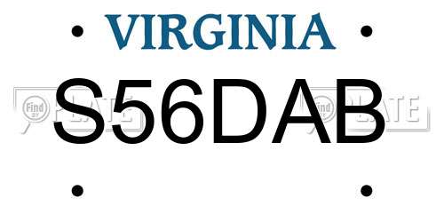 S56DAB Virginia License Plate