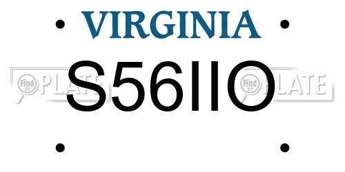 S56IIO Virginia License Plate