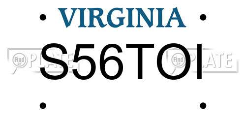 S56TOI Virginia License Plate