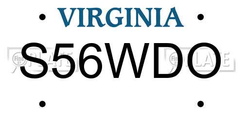 S56WDO Virginia License Plate