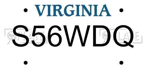 S56WDQ Virginia License Plate
