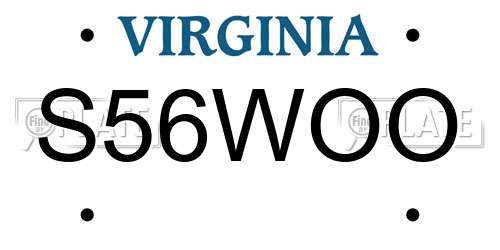 S56WOO Virginia License Plate
