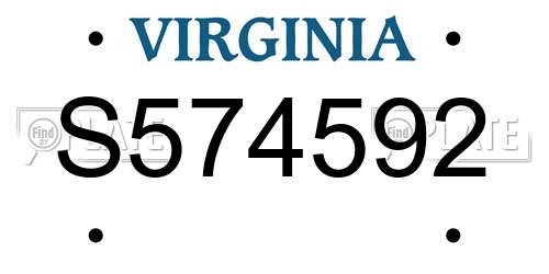 S574592 Virginia License Plate