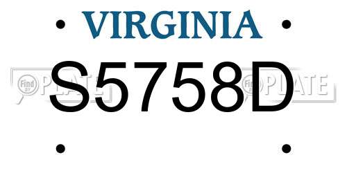 S5758D Virginia License Plate