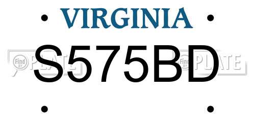 S575BD Virginia License Plate