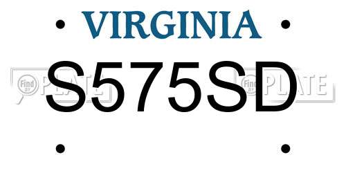S575SD Virginia License Plate