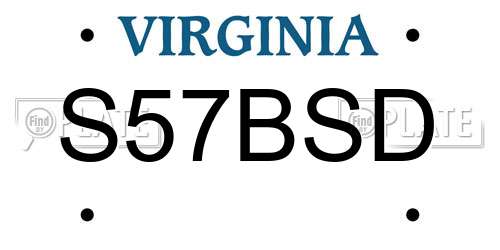 S57BSD Virginia License Plate