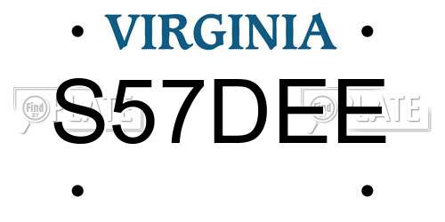 S57DEE Virginia License Plate