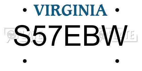 S57EBW Virginia License Plate