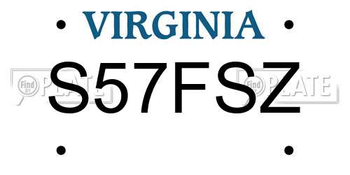S57FSZ Virginia License Plate