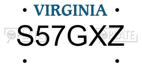 S57GXZ Virginia License Plate