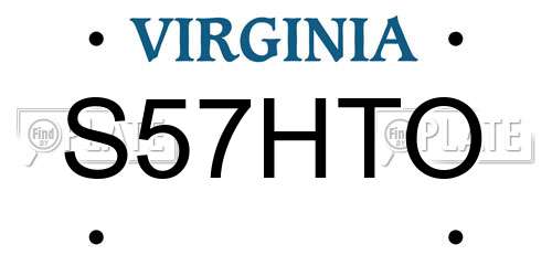 S57HTO Virginia License Plate