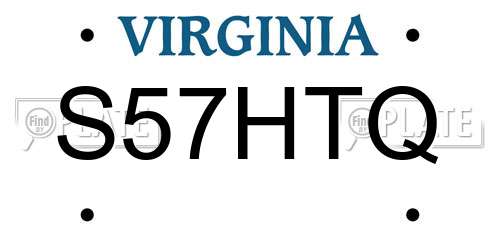 S57HTQ Virginia License Plate