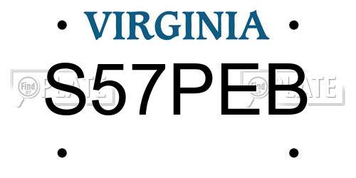 S57PEB Virginia License Plate