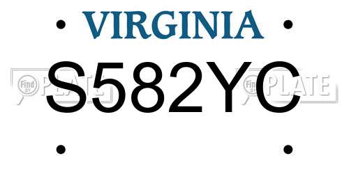 S582YC Virginia License Plate