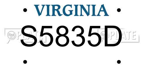 S5835D Virginia License Plate
