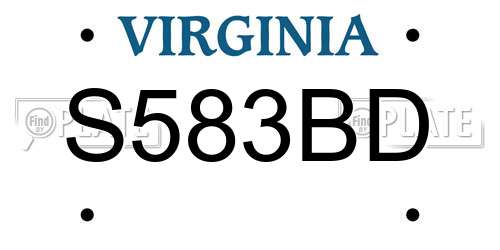S583BD Virginia License Plate