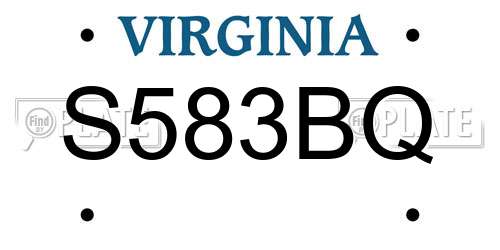 S583BQ Virginia License Plate