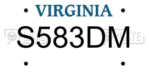 S583DM Virginia License Plate