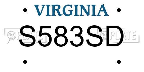 S583SD Virginia License Plate