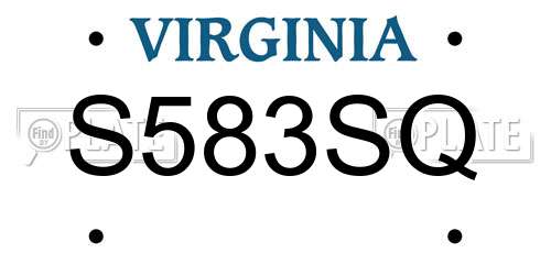 S583SQ Virginia License Plate