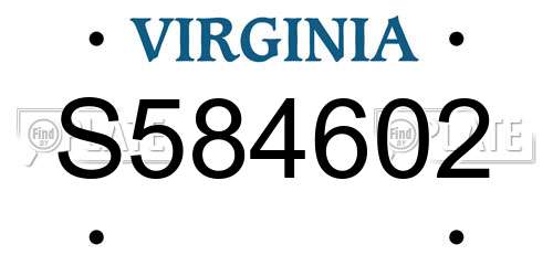 S584602 Virginia License Plate