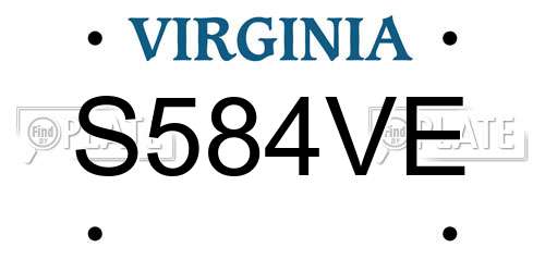 S584VE Virginia License Plate