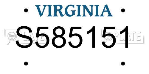 S585151 Virginia License Plate