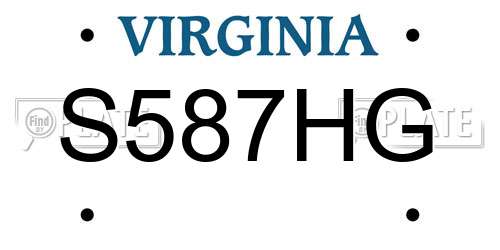 S587HG Virginia License Plate